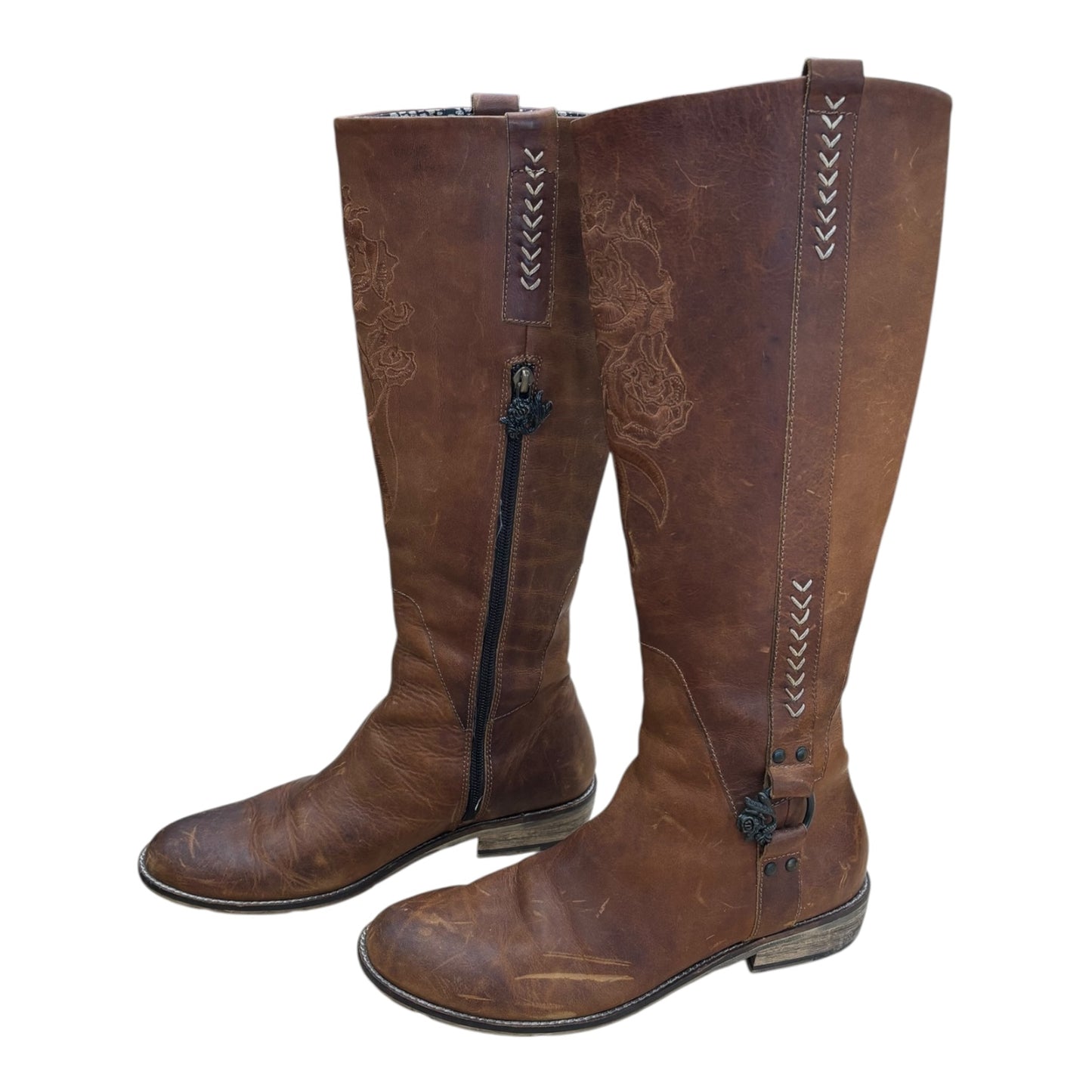 Boots Leather By Clothes Mentor In Brown, Size:8