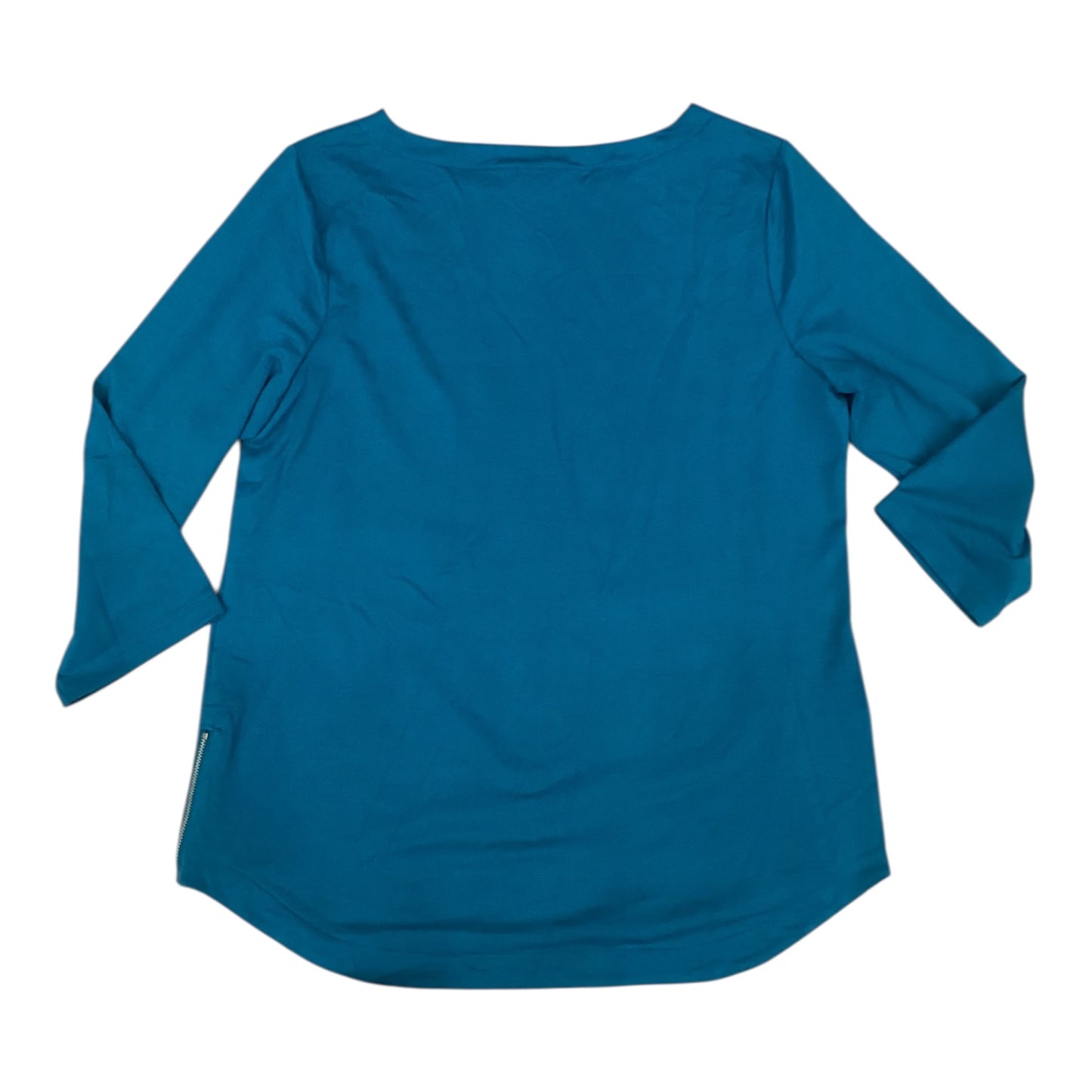 Top 3/4 Sleeve By Croft And Barrow In Aqua, Size:L