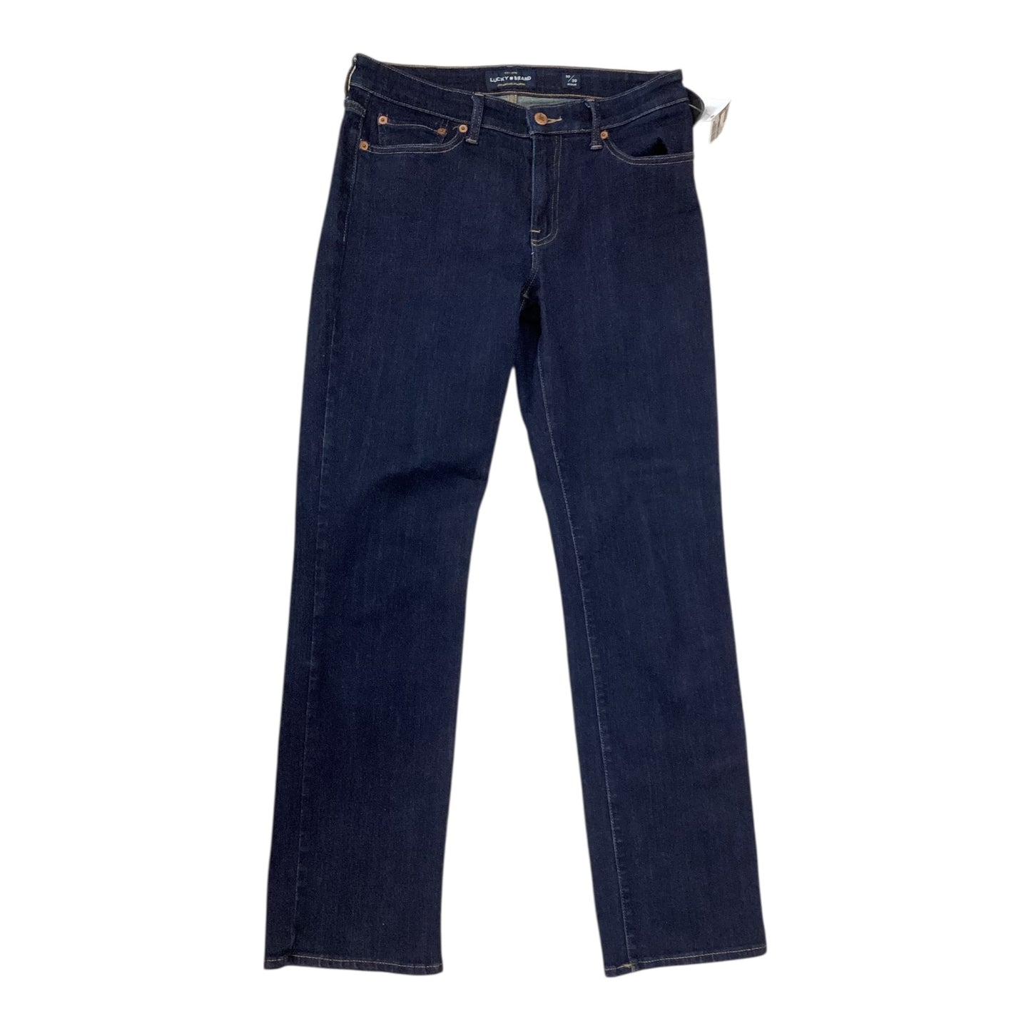 Jeans Straight By Lucky Brand In Blue Denim, Size:10