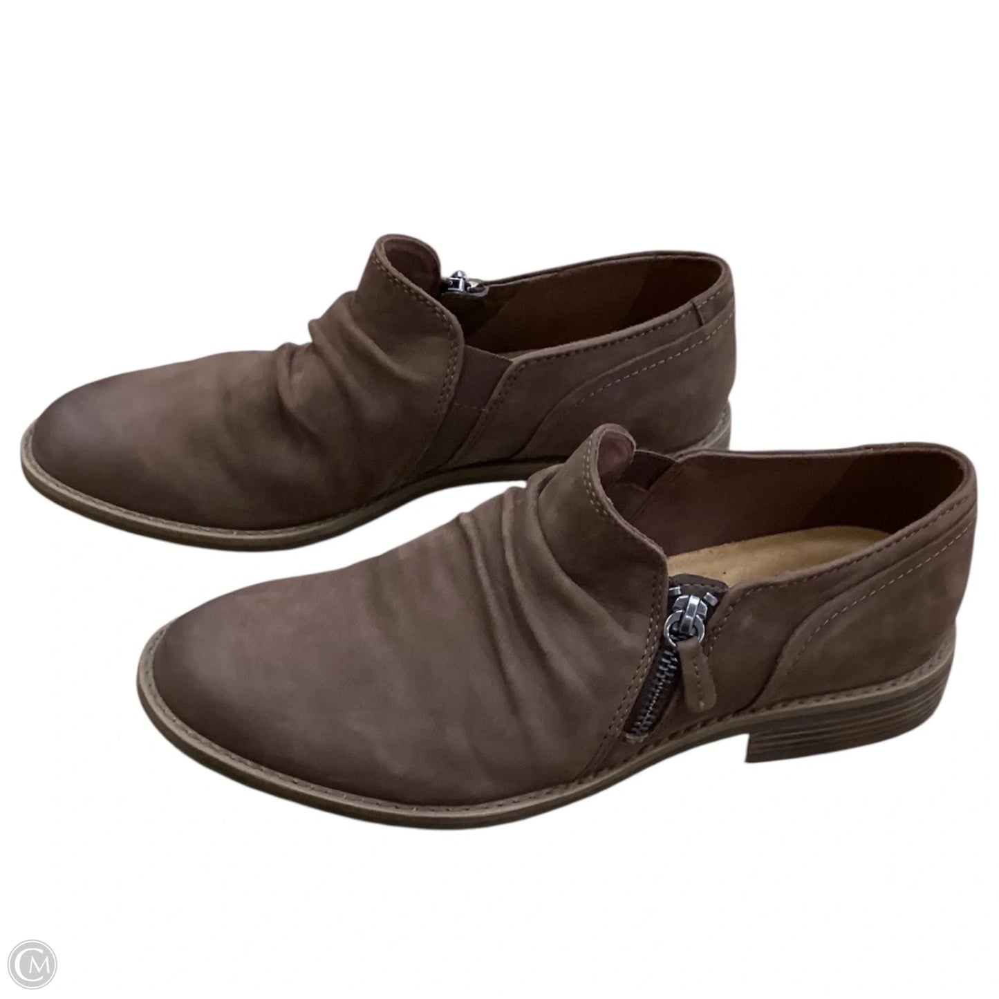 Boots Ankle Heels By Clarks In Brown, Size: 9.5