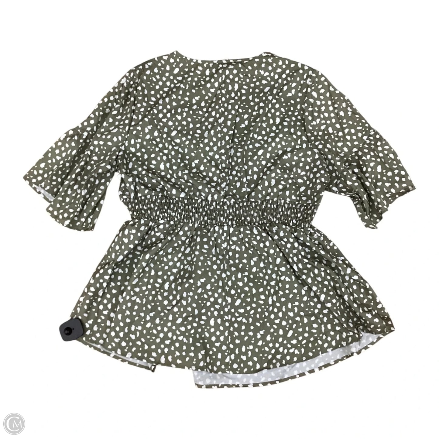 Blouse Short Sleeve By Clothes Mentor In Green & White, Size: L