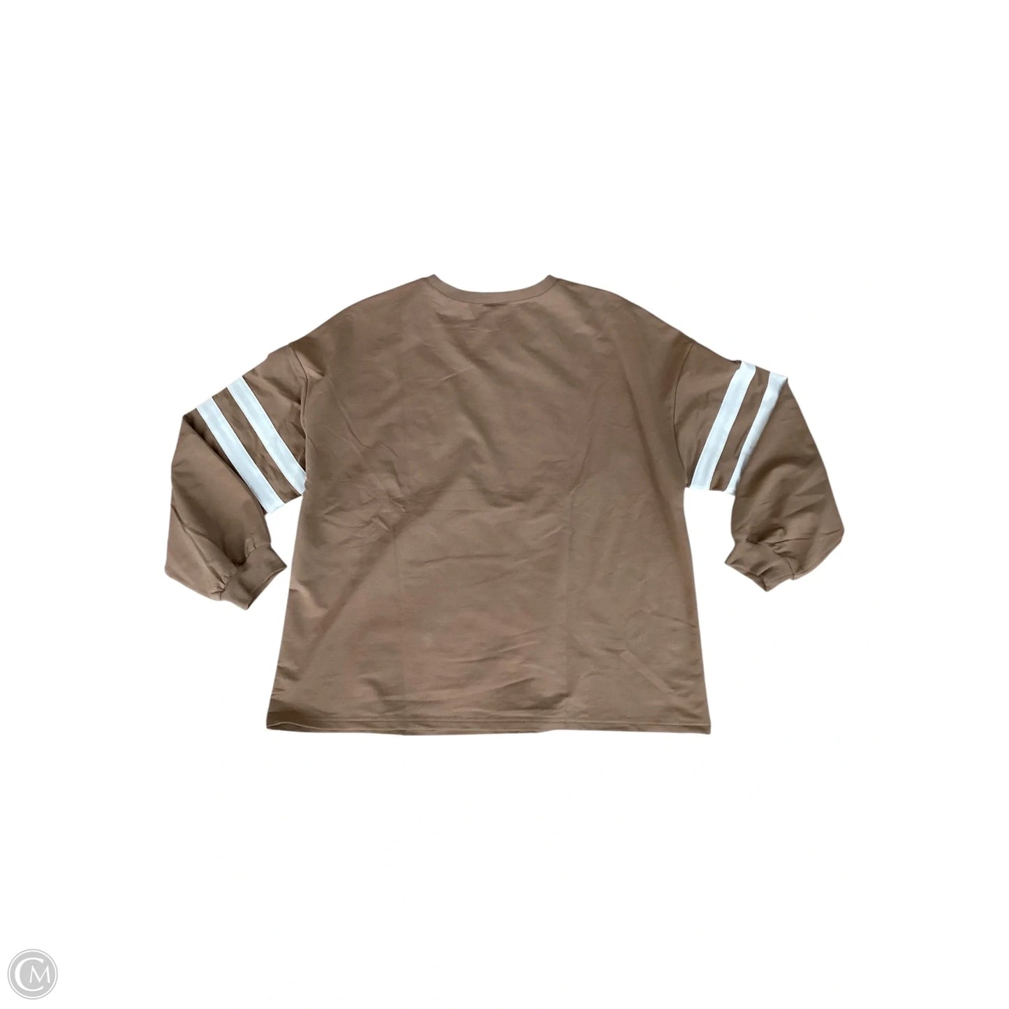 Top Long Sleeve By Clothes Mentor In Tan & White, Size: 2x