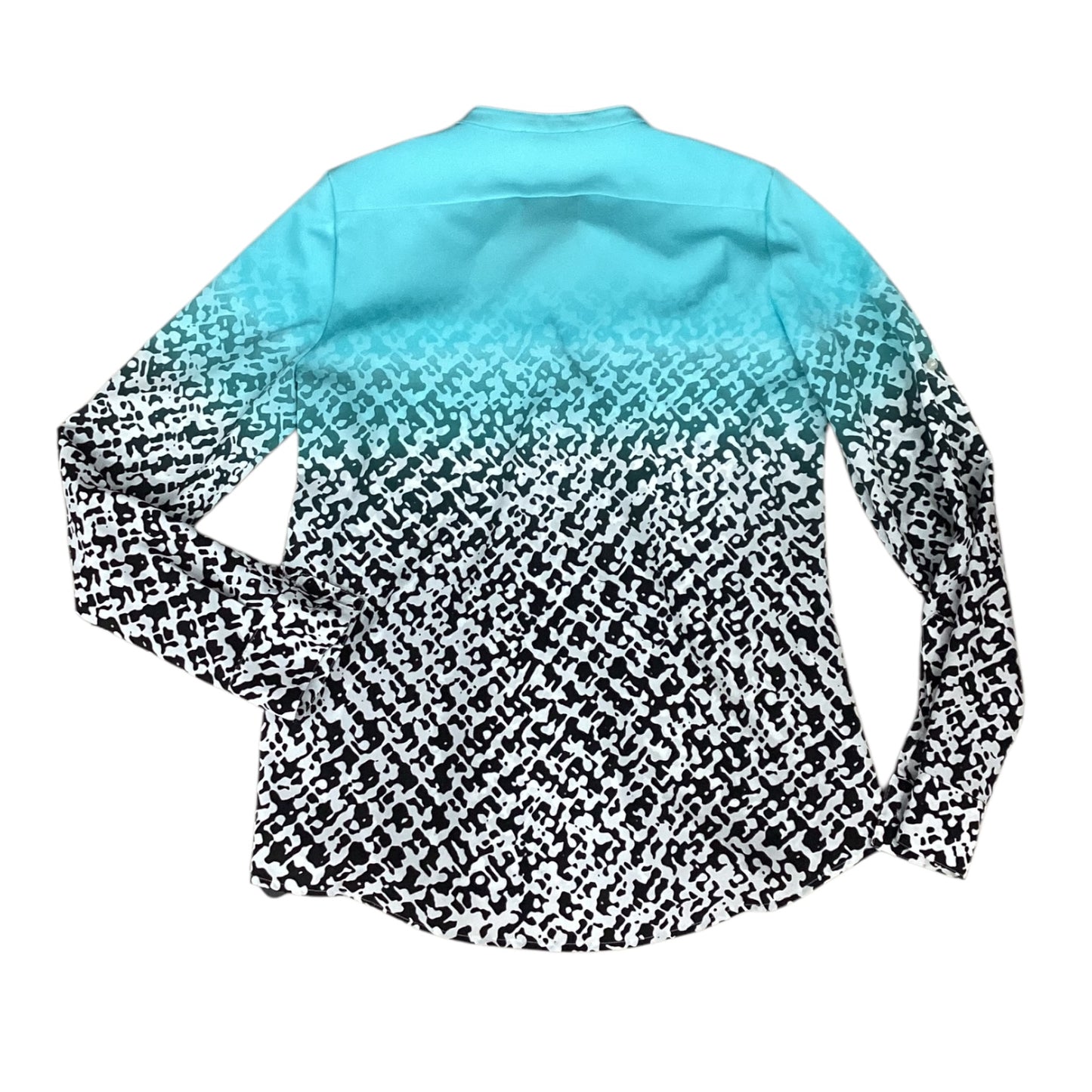 Blouse Long Sleeve By Calvin Klein In Black & Blue, Size: S