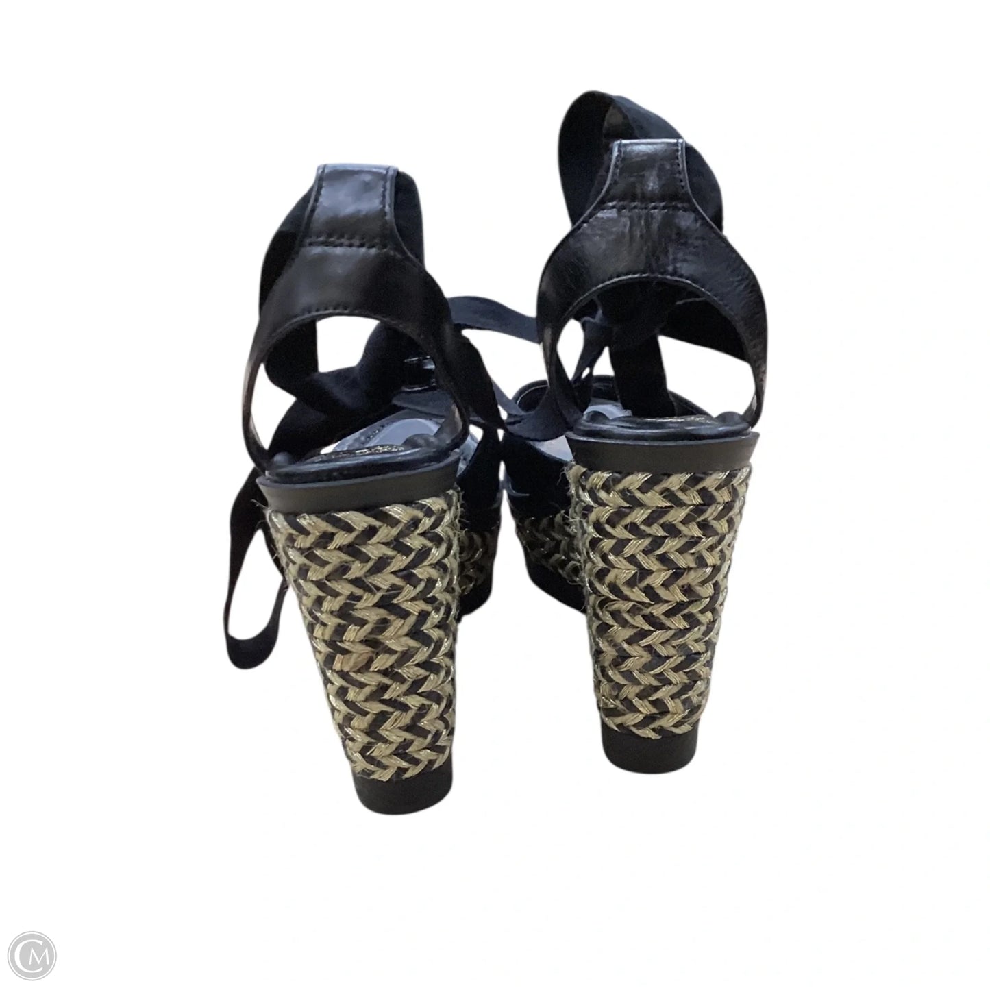 Shoes Heels Wedge By Vince Camuto In Black & Gold, Size: 6