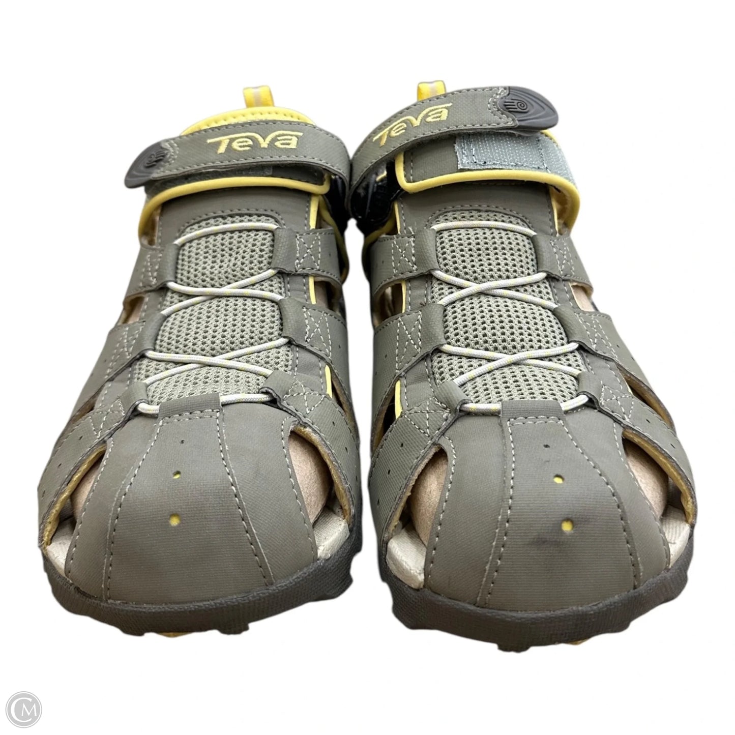 Sandals Flats By Teva In Green & Yellow, Size: 10