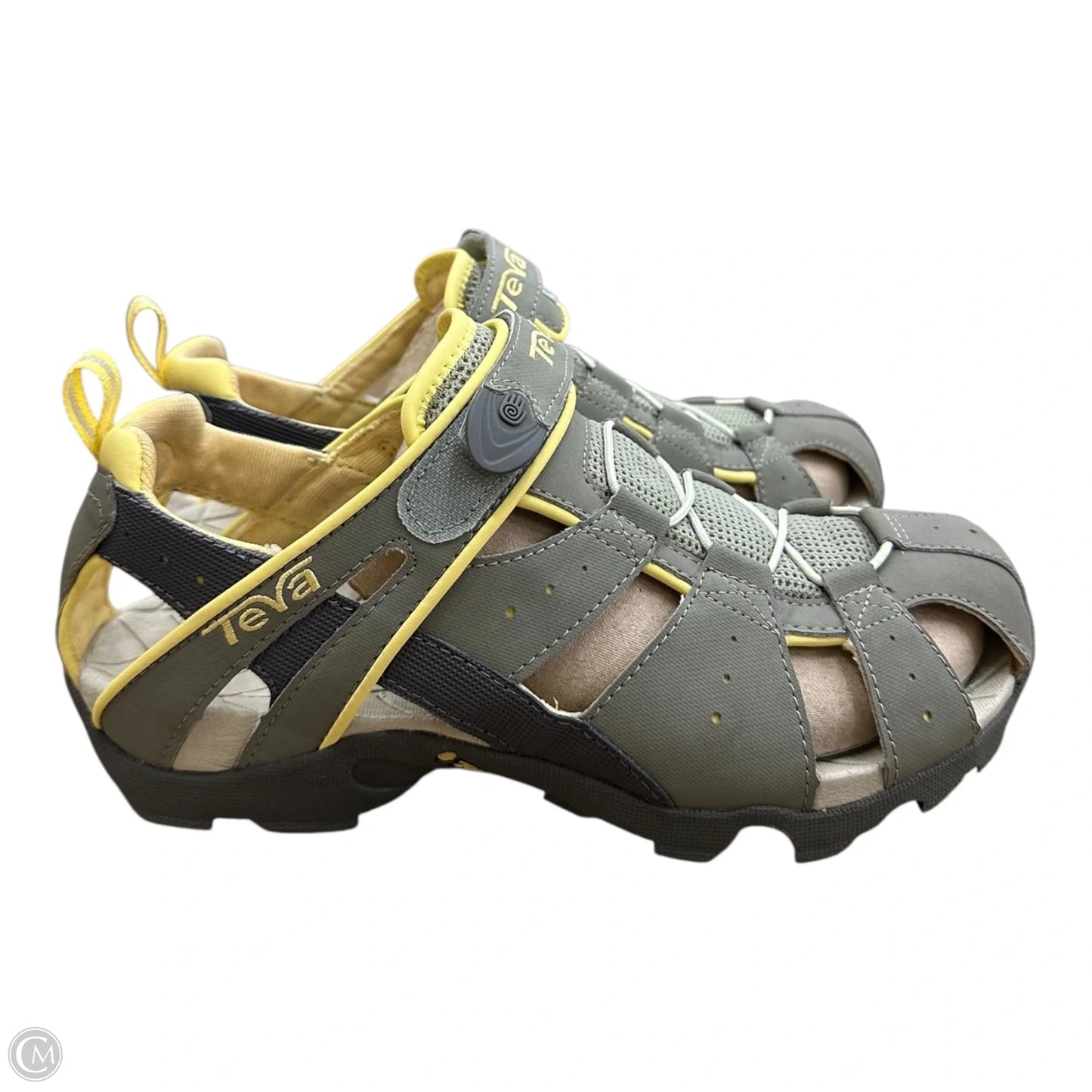 Sandals Flats By Teva In Green & Yellow, Size: 10