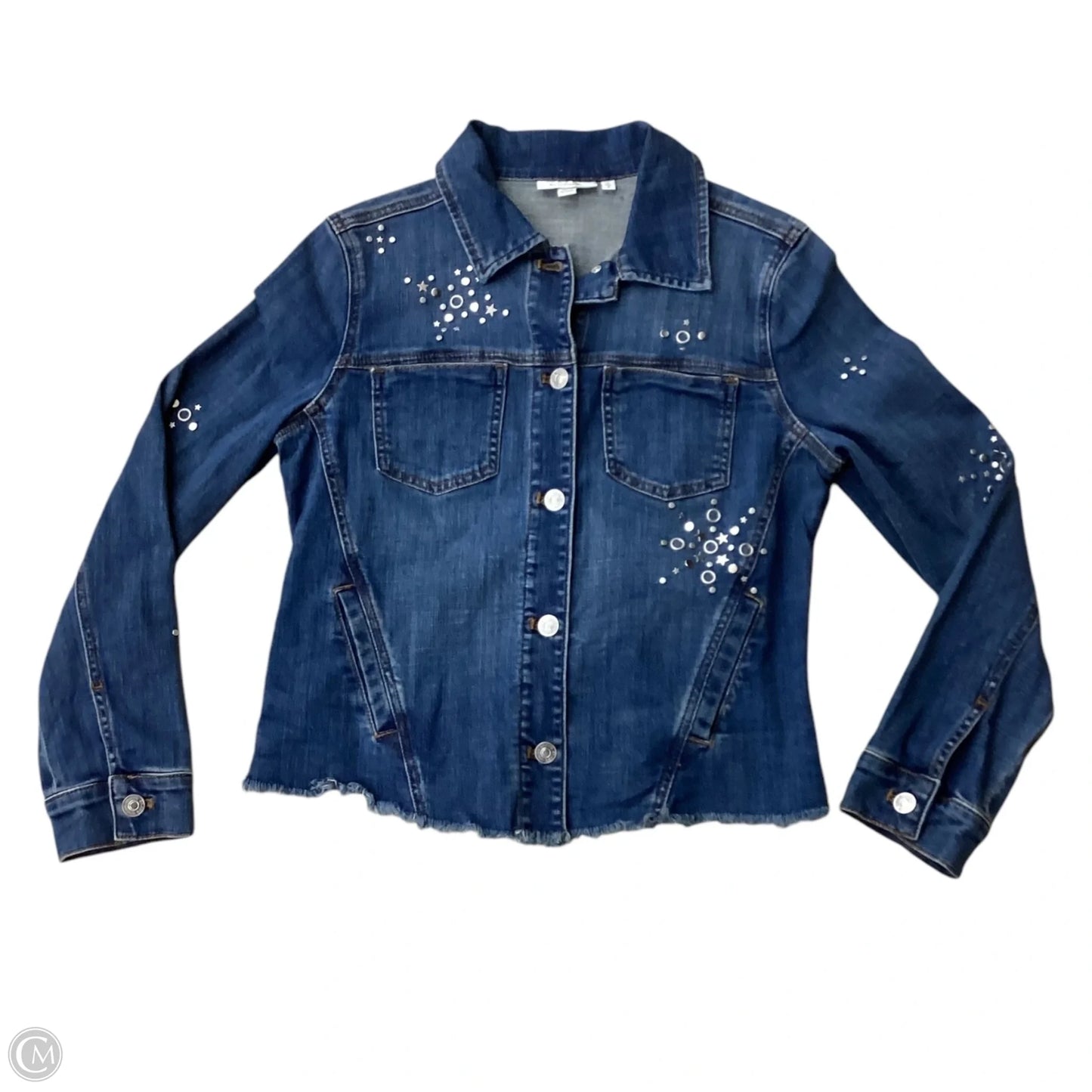 Jacket Denim By Chicos In Blue, Size: 0