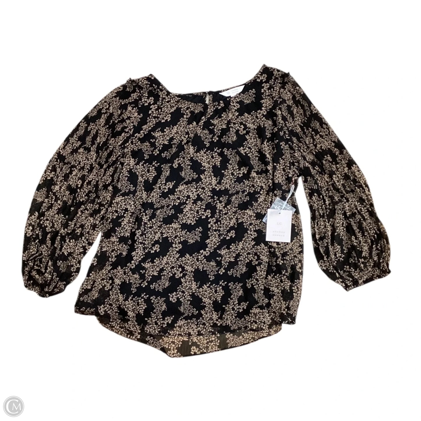 Blouse 3/4 Sleeve By Lc Lauren Conrad In Black & Brown, Size: L