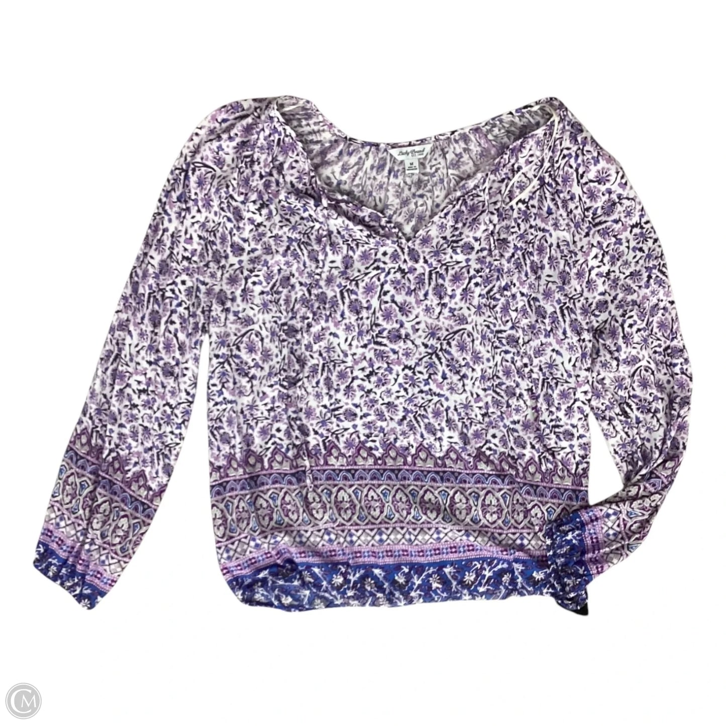 Blouse Long Sleeve By Lucky Brand In Blue & Purple, Size: M