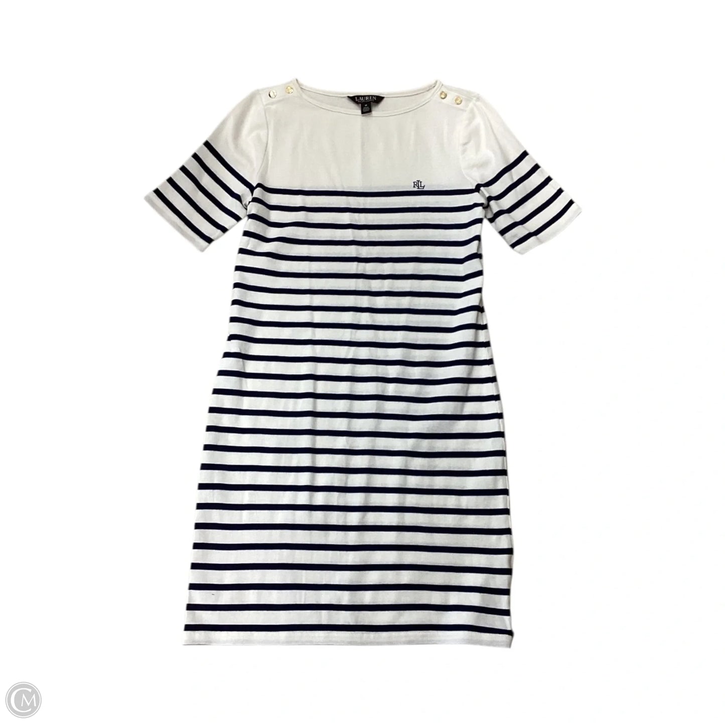 Dress Casual Midi By Lauren By Ralph Lauren In Striped Pattern, Size: M