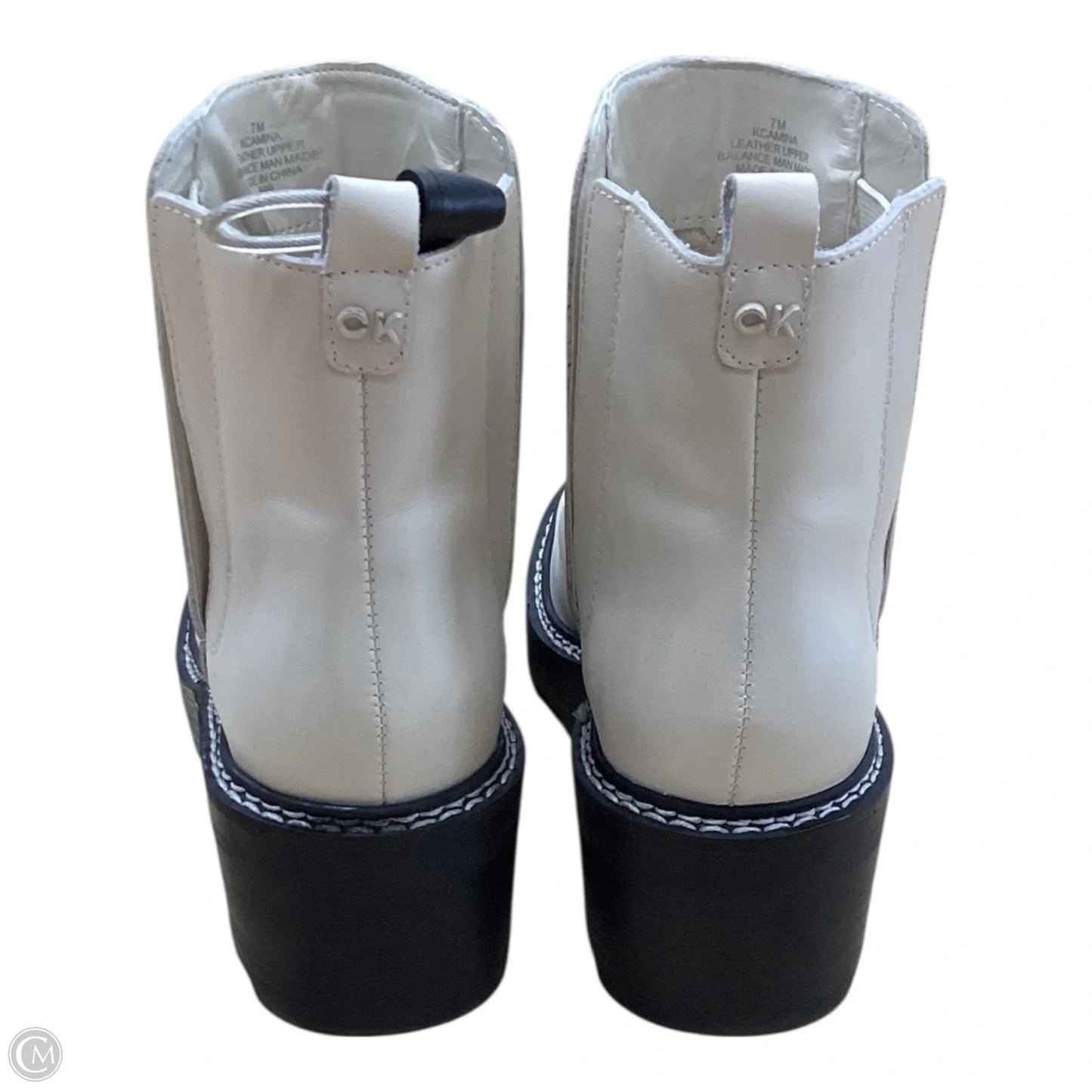 Boots Ankle Heels By Calvin Klein In Cream, Size: 7.5