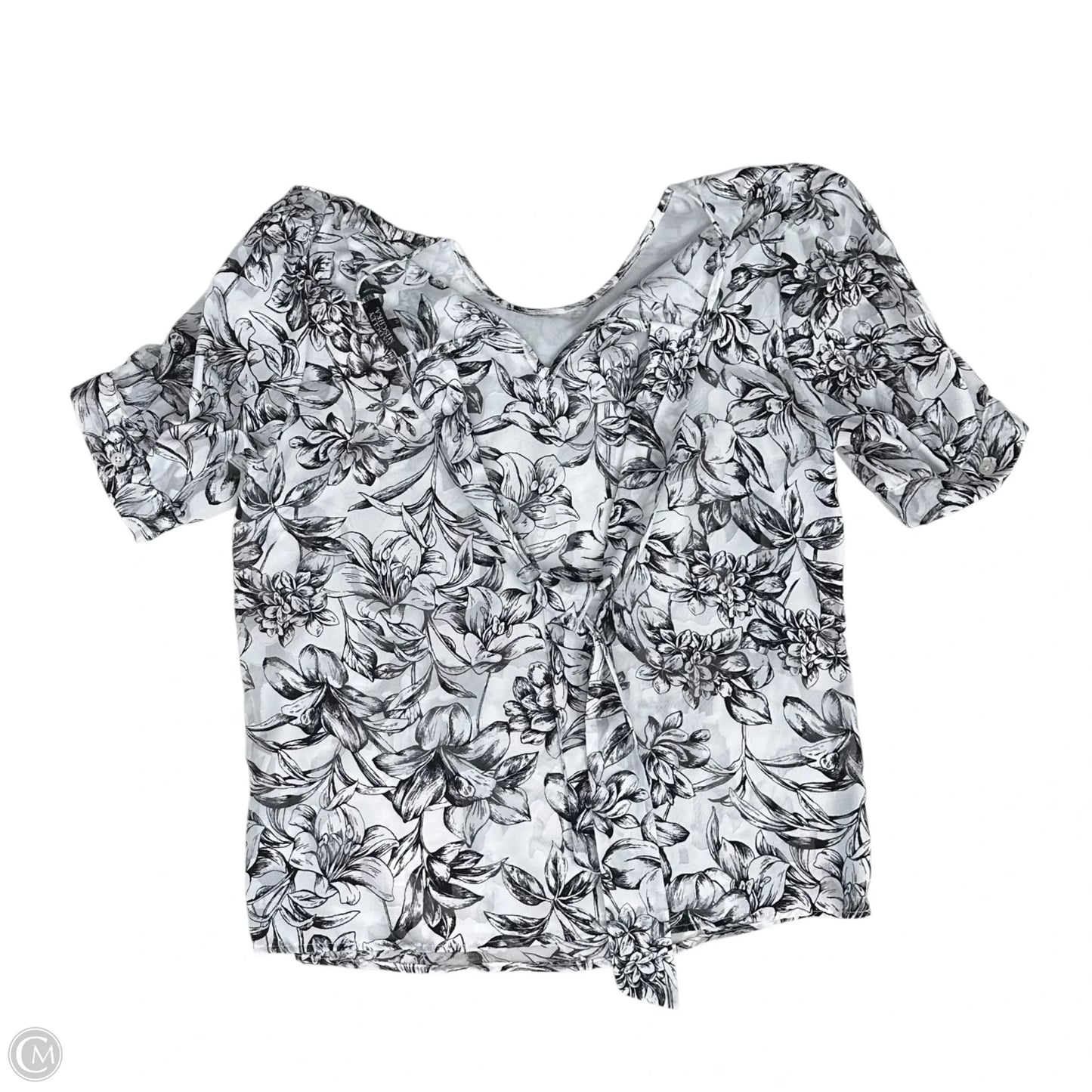 Top Short Sleeve By Badgley Mischka In Black & White, Size: M