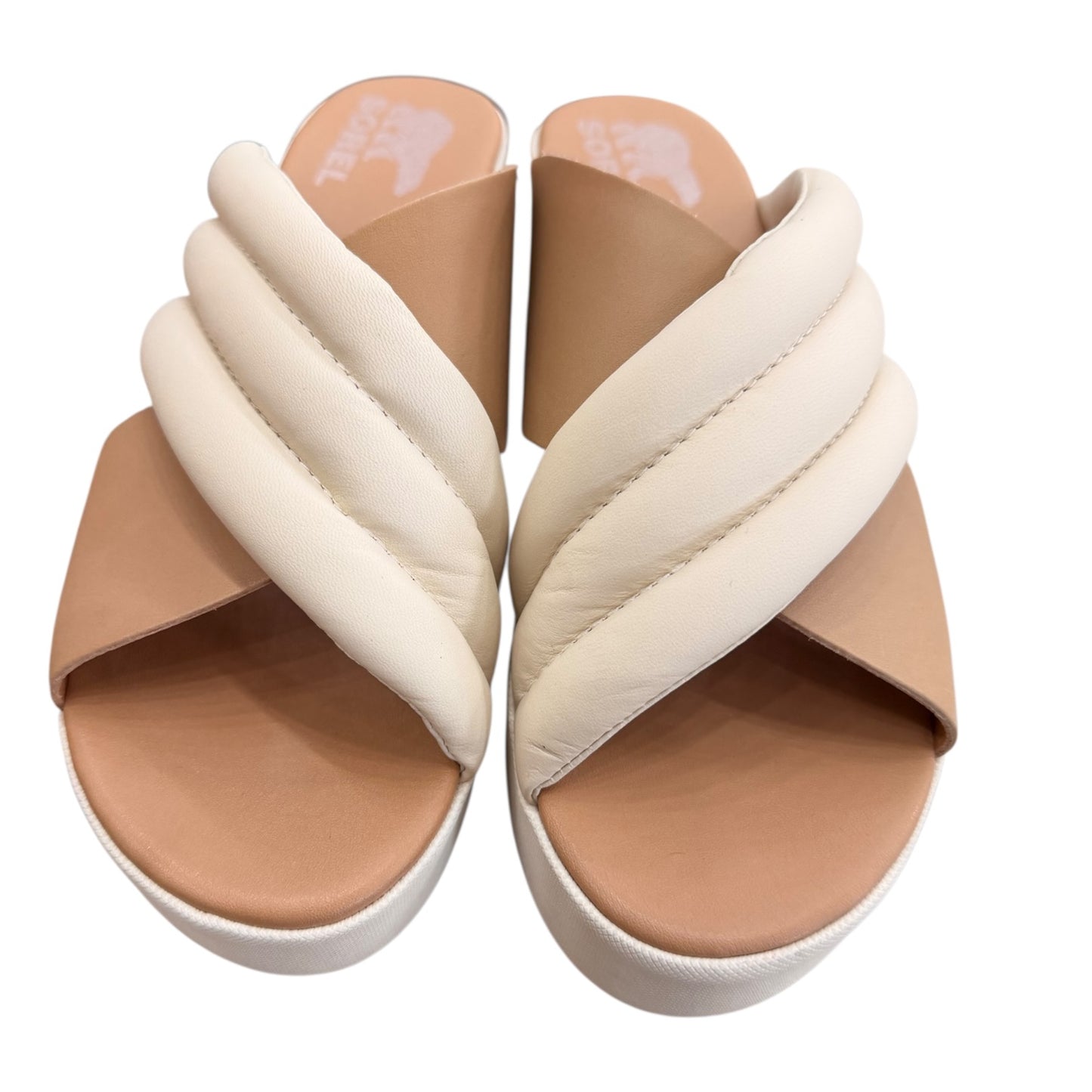 Sandals Heels Platform By Sorel In Cream & Tan, Size:7.5