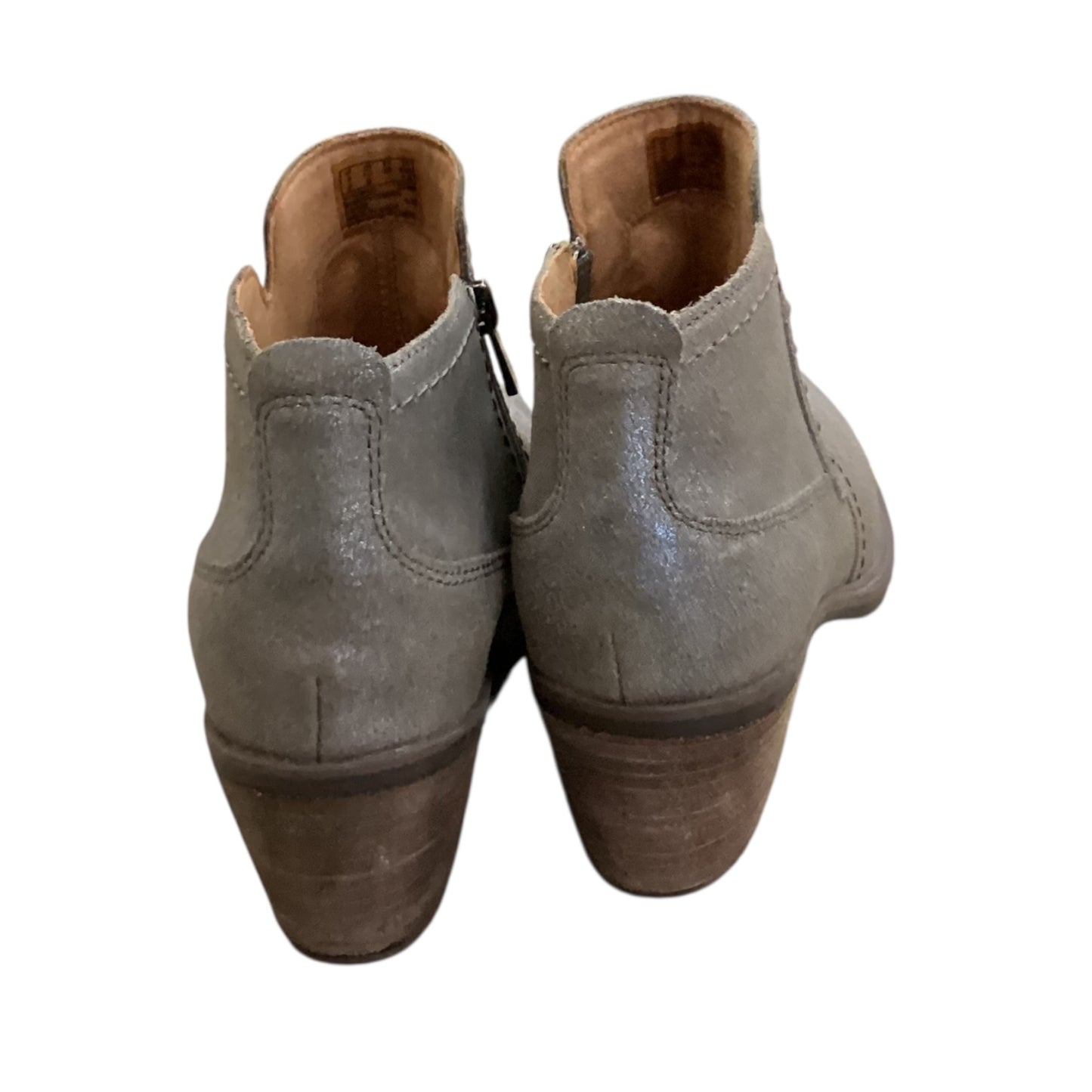 Boots Ankle Heels By Clarks In Grey & Silver, Size:7.5