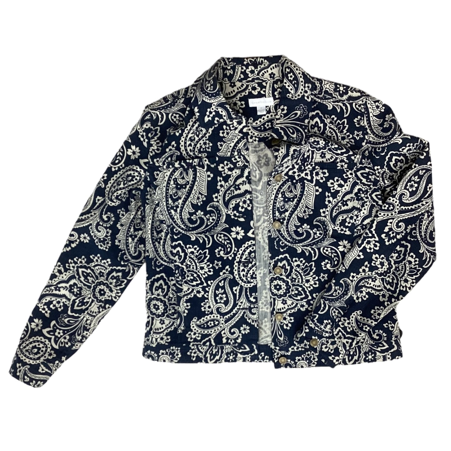 Jacket Other By Charter Club In Blue & Cream, Size:M