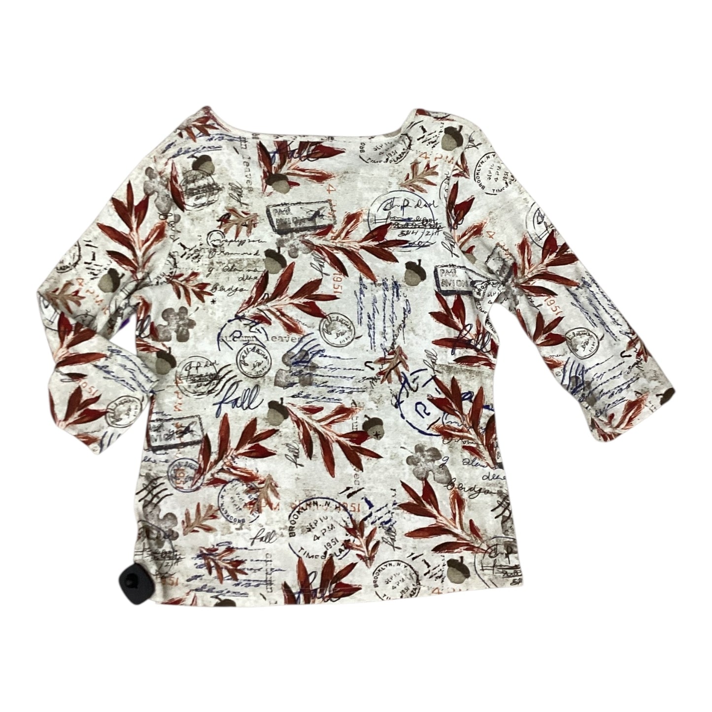 Top 3/4 Sleeve By Christopher And Banks In Blue & Brown, Size:L