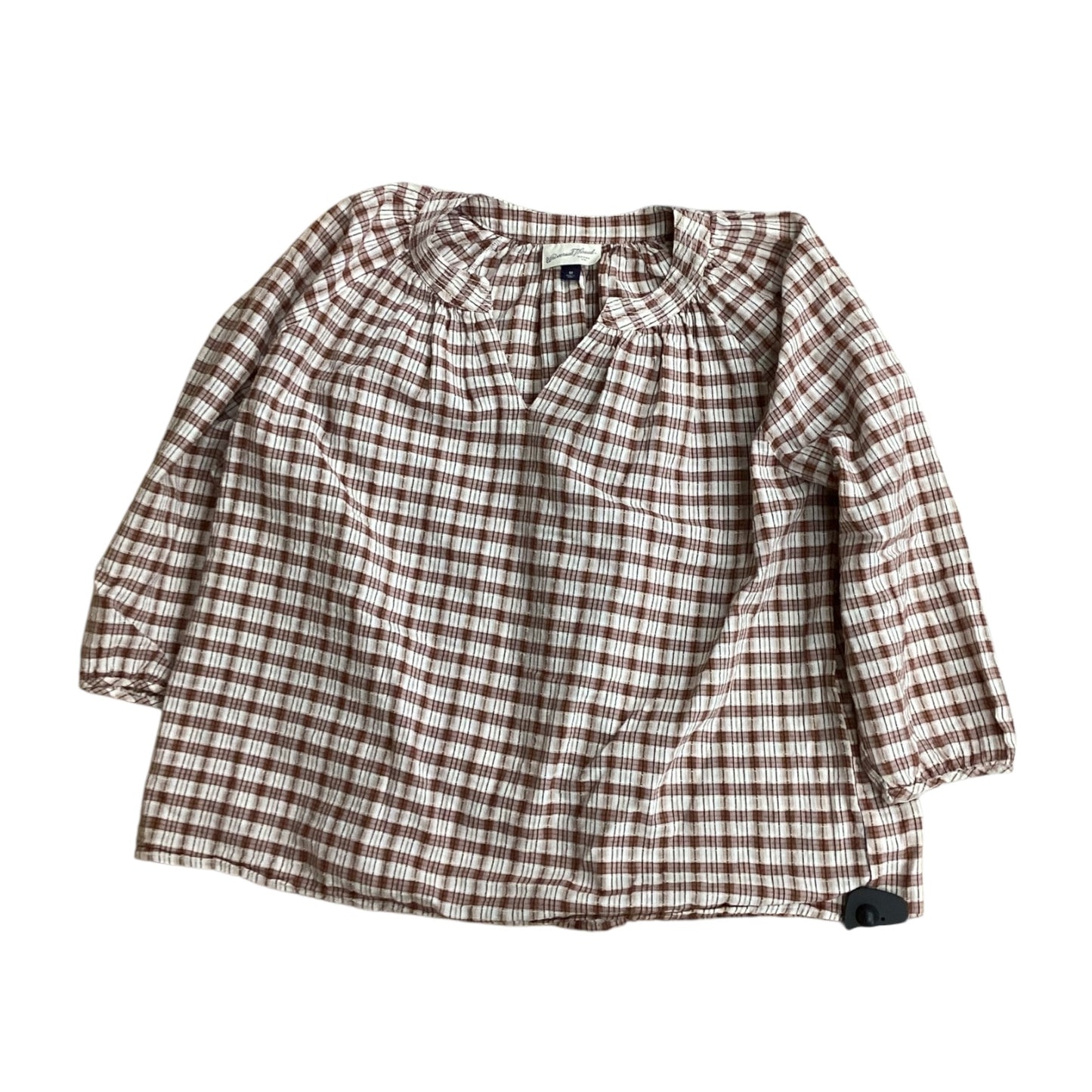 Top 3/4 Sleeve By Universal Thread In Checkered Pattern, Size:M