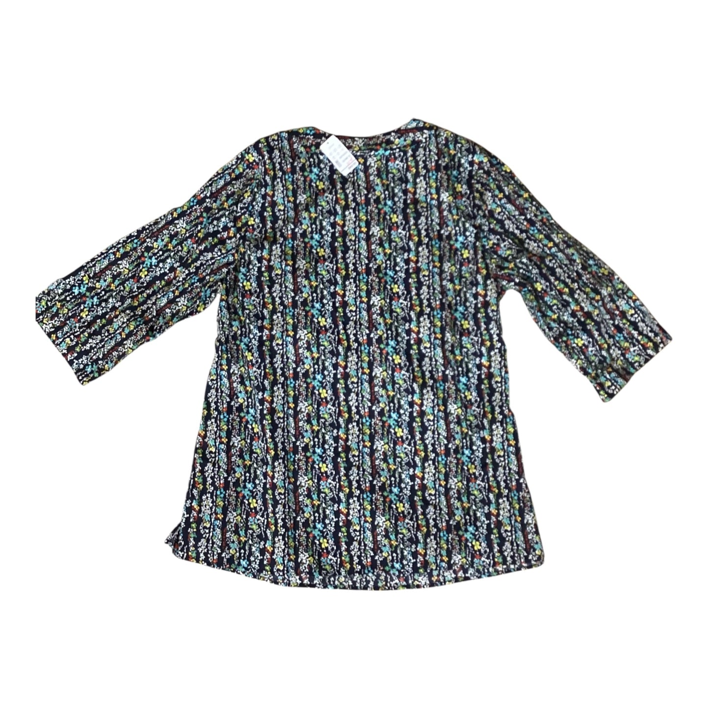 Top 3/4 Sleeve By Cj Banks In Navy, Size:1X