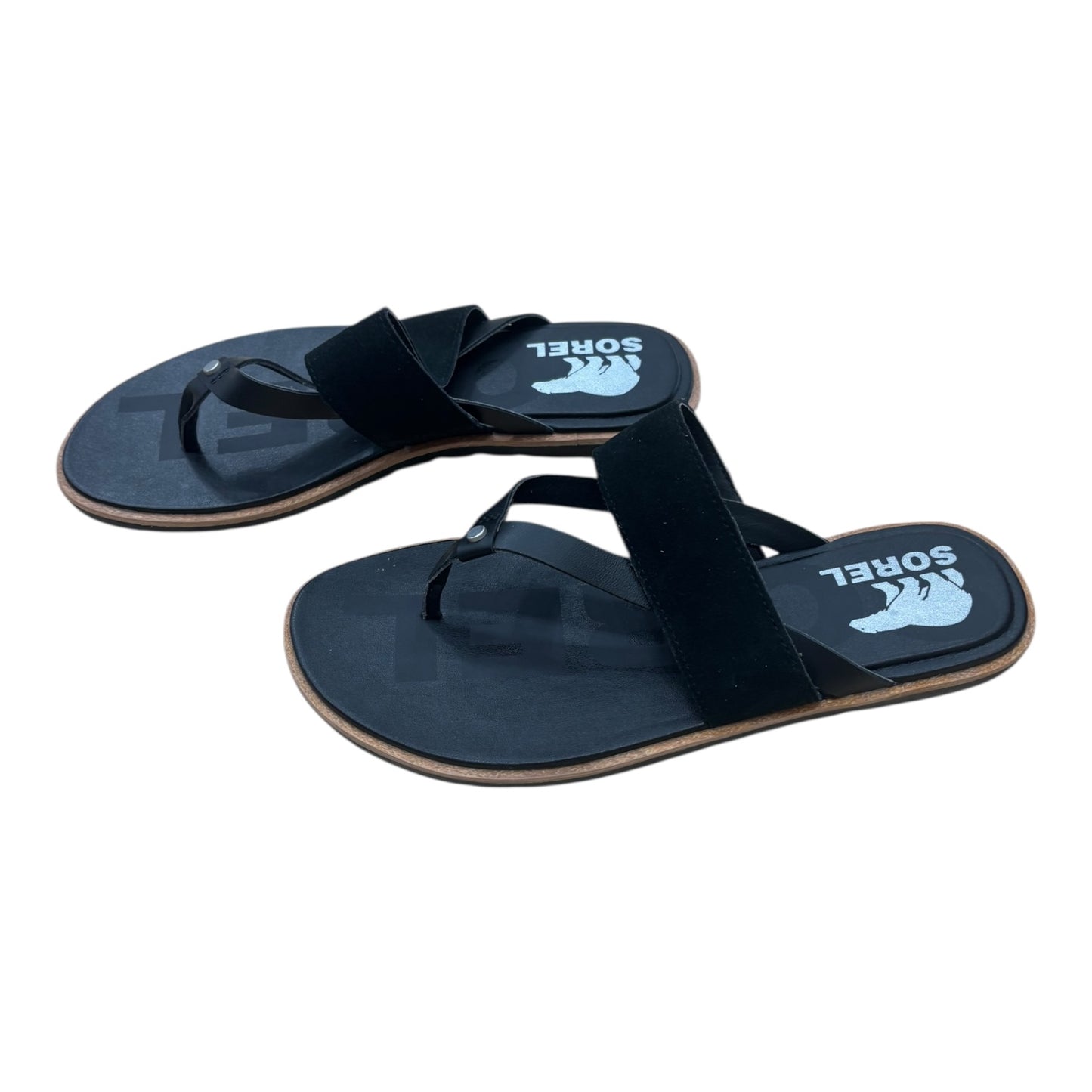 Sandals Flats By Sorel In Black, Size:7.5