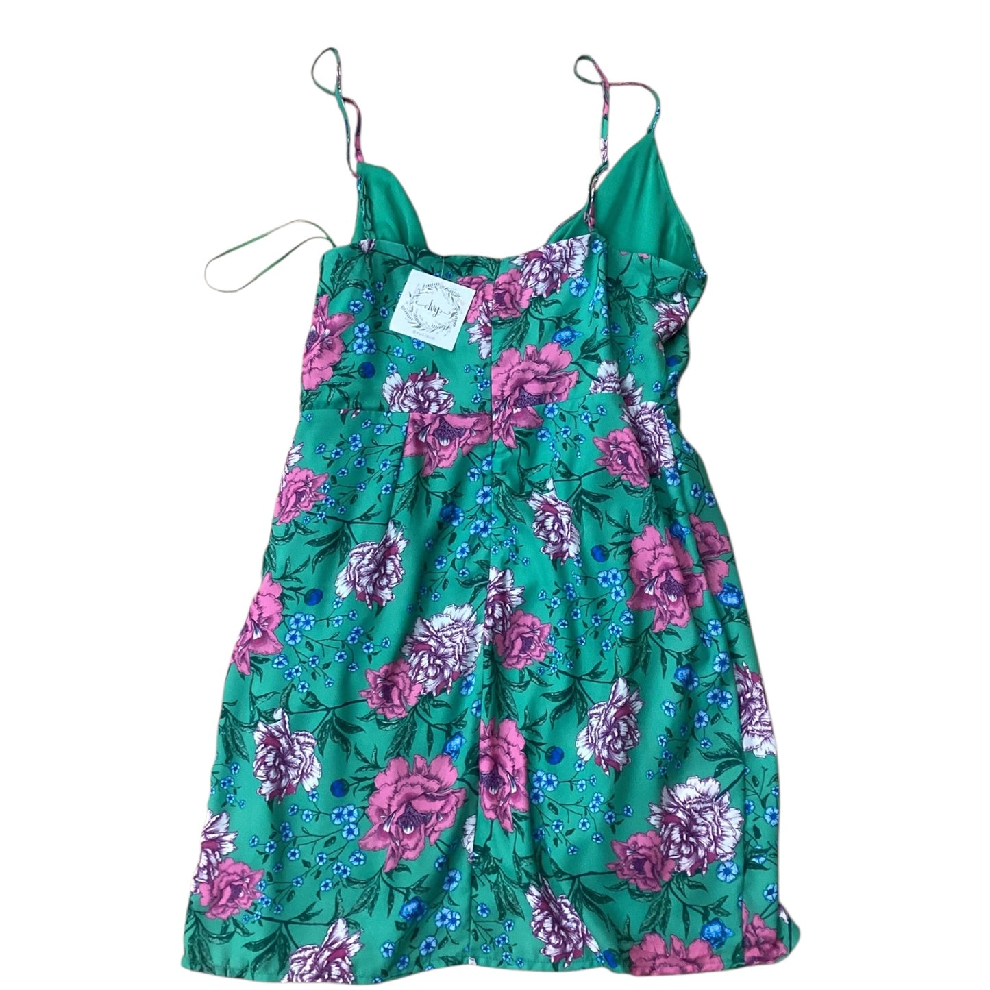 Dress Casual Short By Flying Tomato In Green & Pink, Size:L