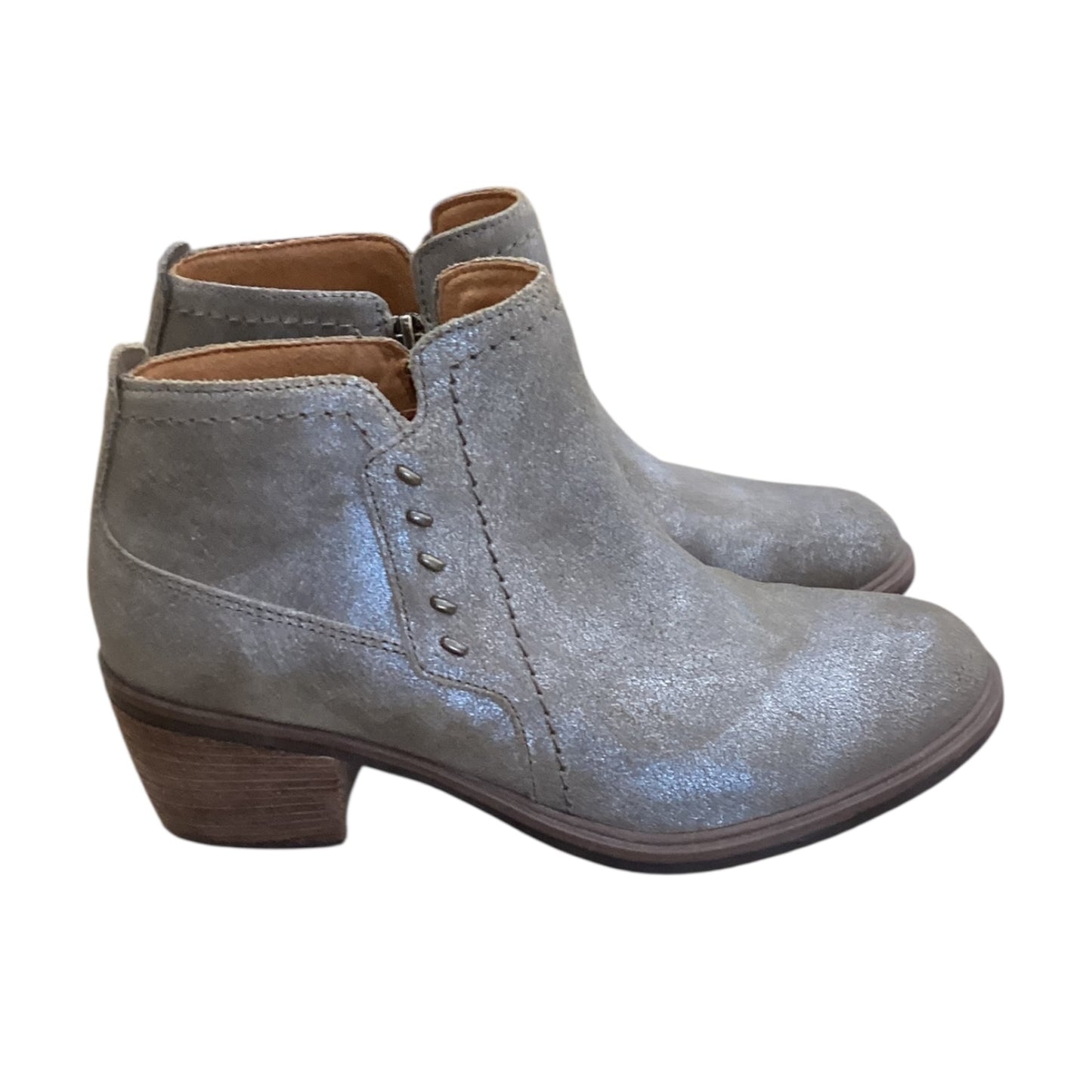 Boots Ankle Heels By Clarks In Grey & Silver, Size:7.5