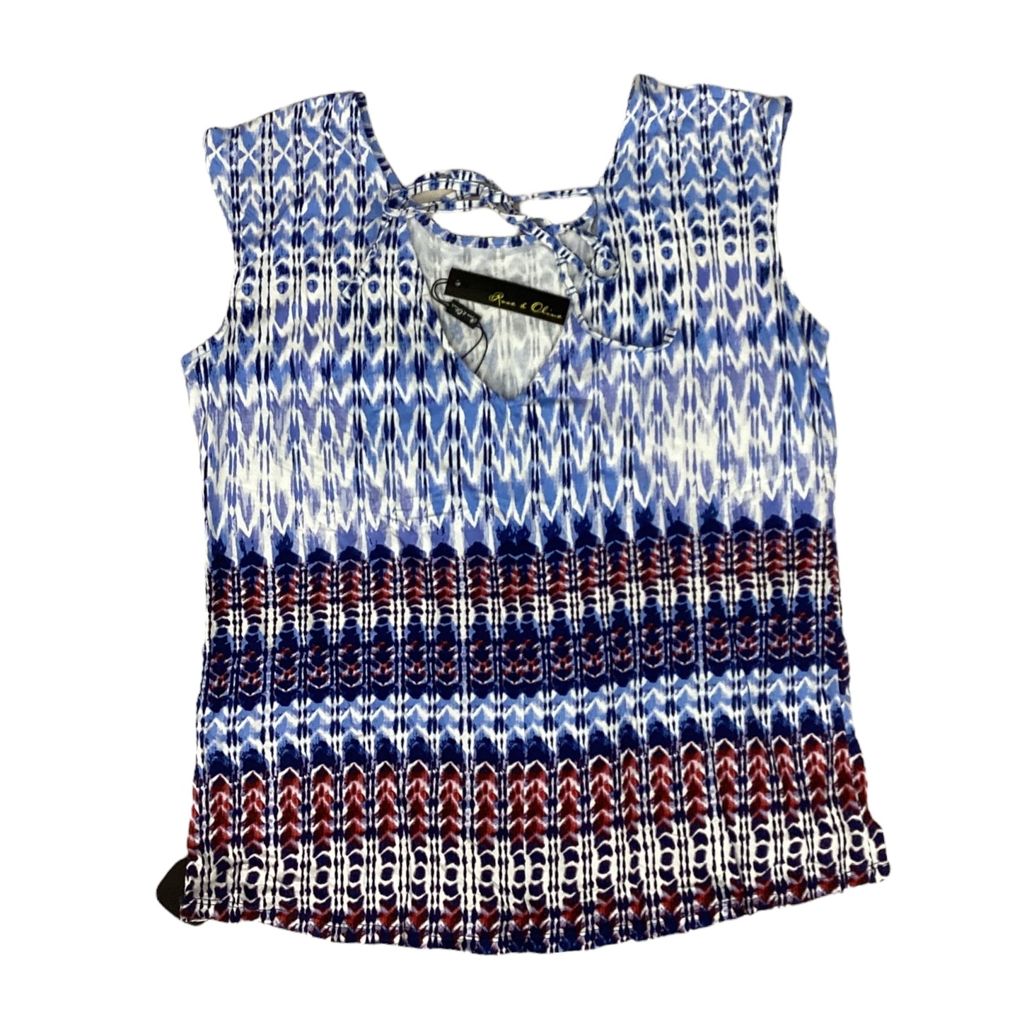 Top Sleeveless By Rose And Olive In Blue & Red & White, Size:L