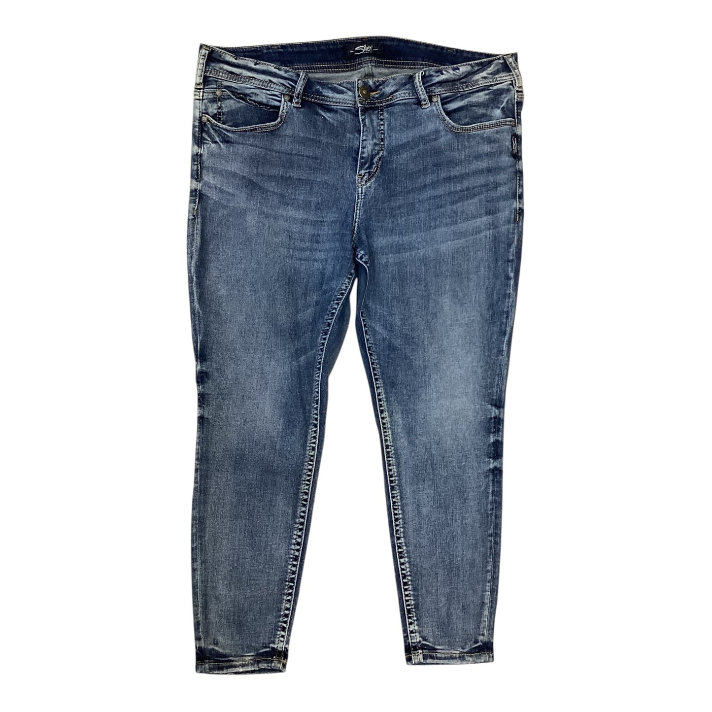 Jeans Skinny By Silver In Blue Denim, Size:18