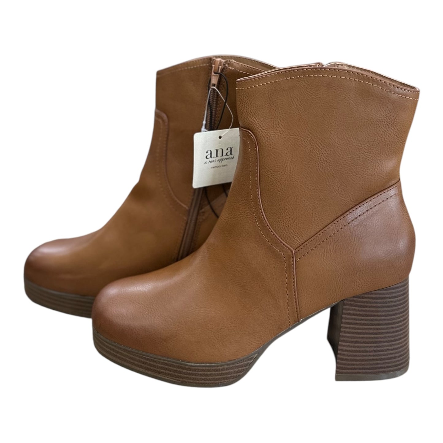 Boots Ankle Heels By Ana In Brown, Size:11