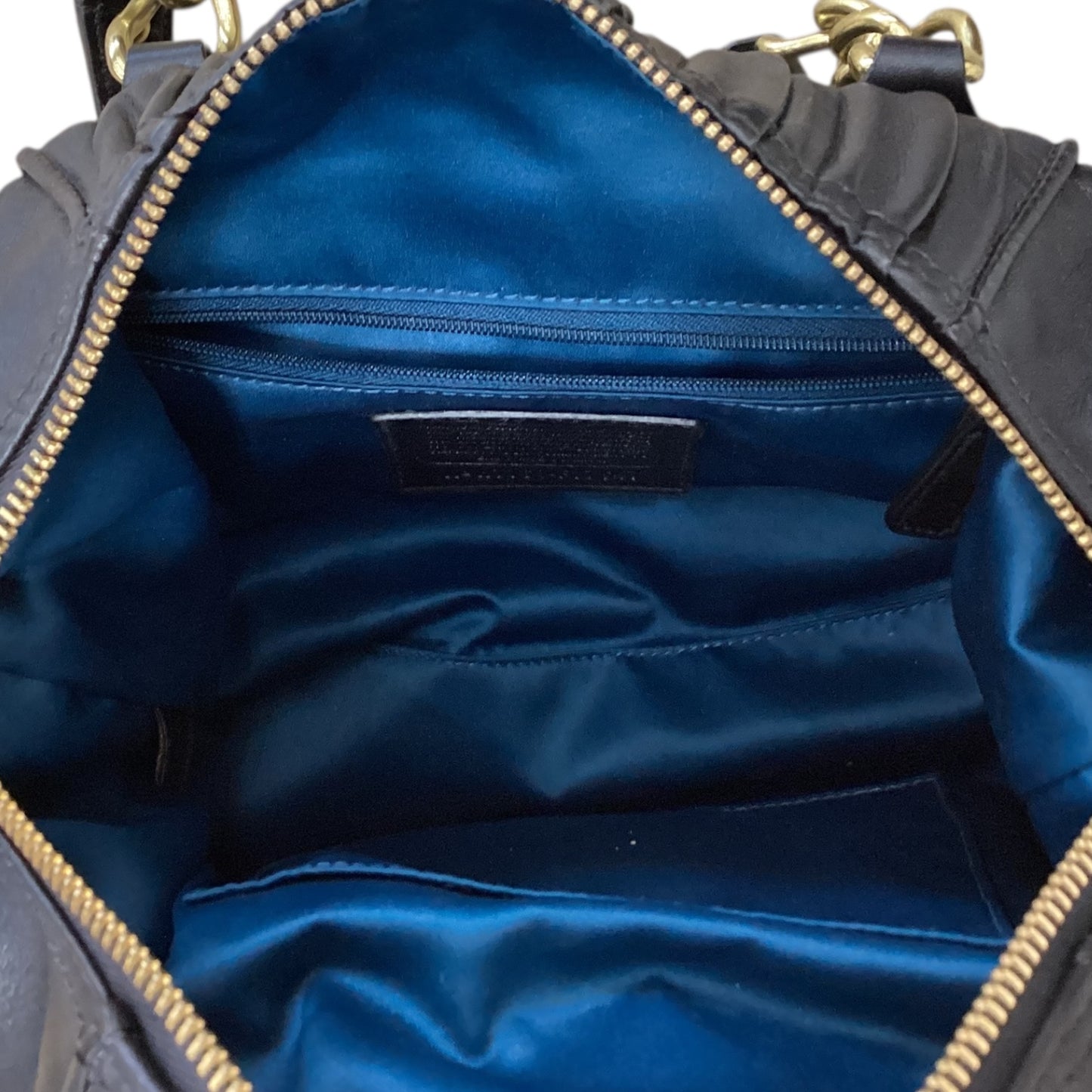 Handbag Designer By Coach In Black & Gold, Size:Medium