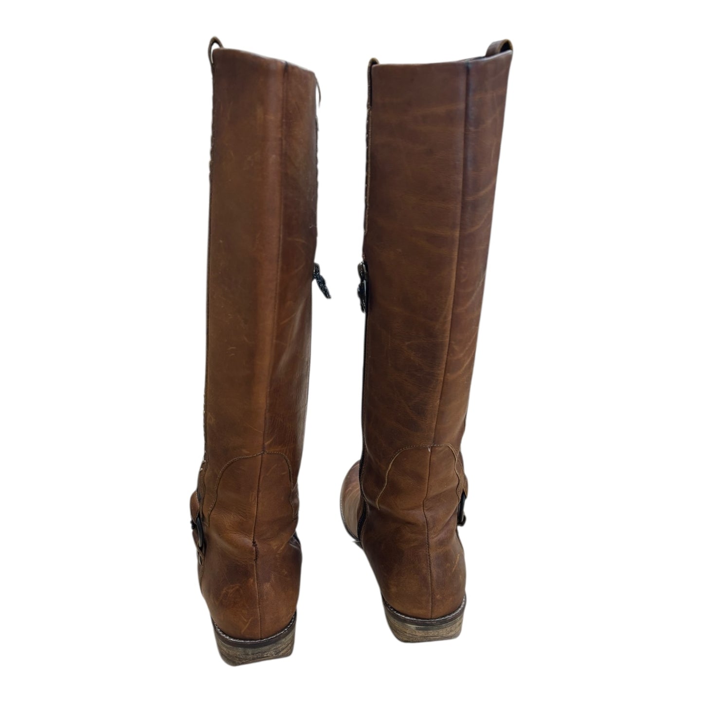 Boots Leather By Clothes Mentor In Brown, Size:8
