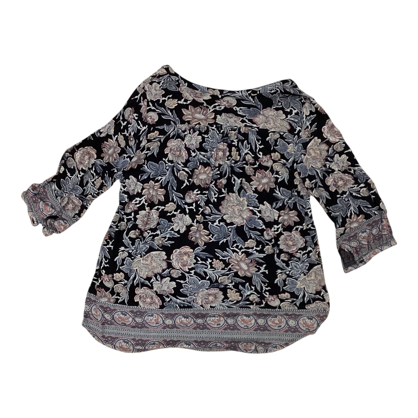 Top 3/4 Sleeve By Lucky Brand In Floral Print, Size:2X