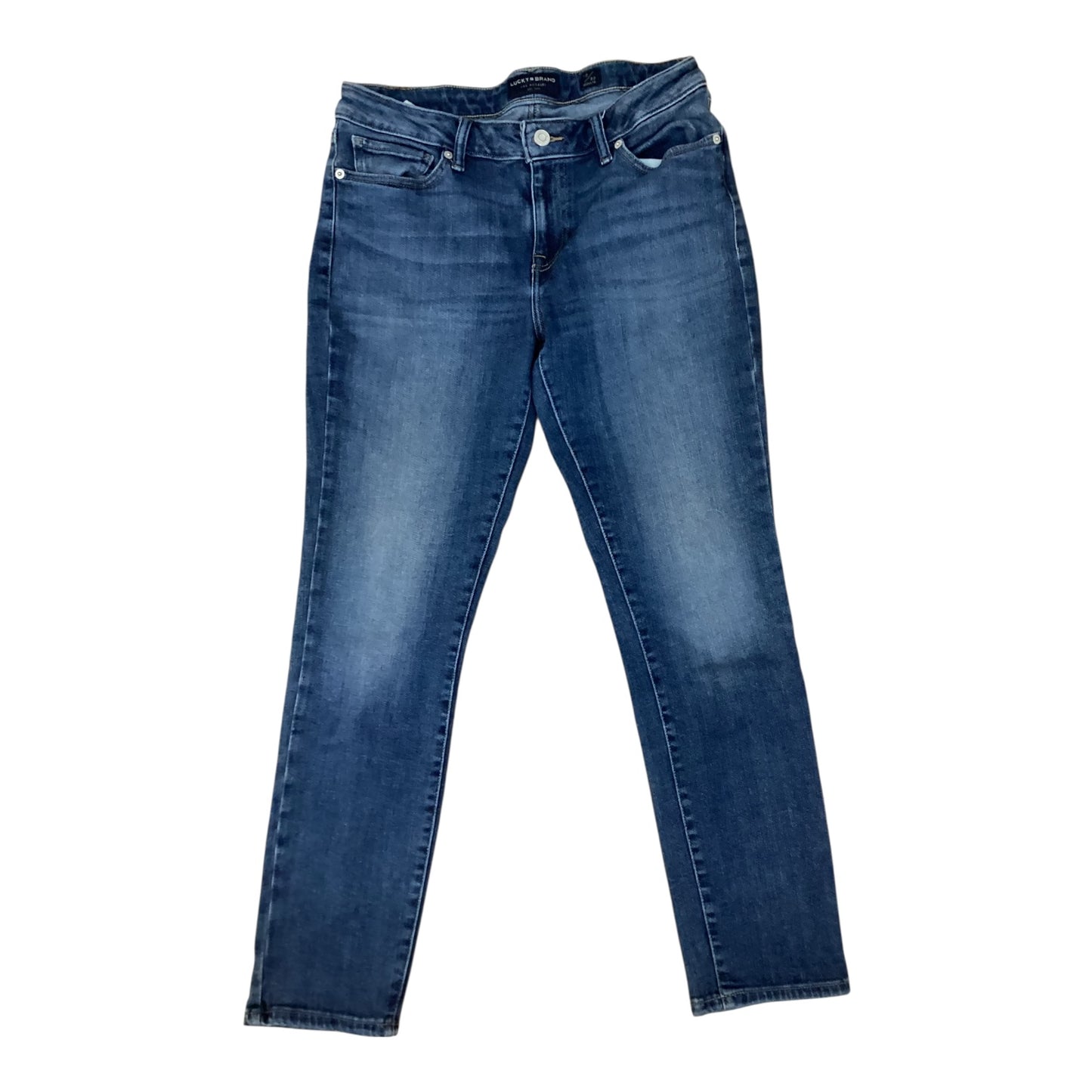 Jeans Straight By Lucky Brand In Blue Denim, Size:10
