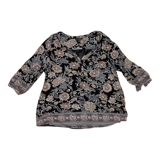 Top 3/4 Sleeve By Lucky Brand In Floral Print, Size:2X