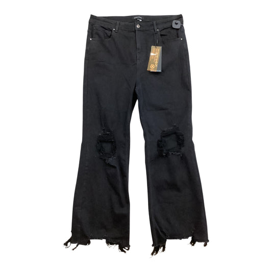 Jeans Straight By Risen In Black Denim, Size:22