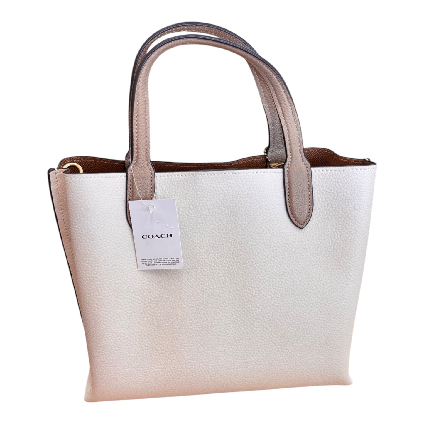 Handbag Designer By Coach In Cream, Size:Medium