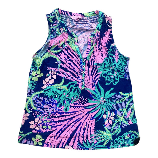 Tank Top Designer By Lilly Pulitzer In Blue & Pink, Size:S