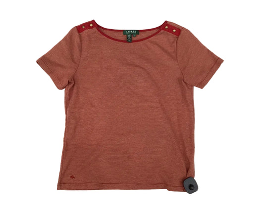 Top Ss By Lauren By Ralph Lauren In Red & Tan, Size:L