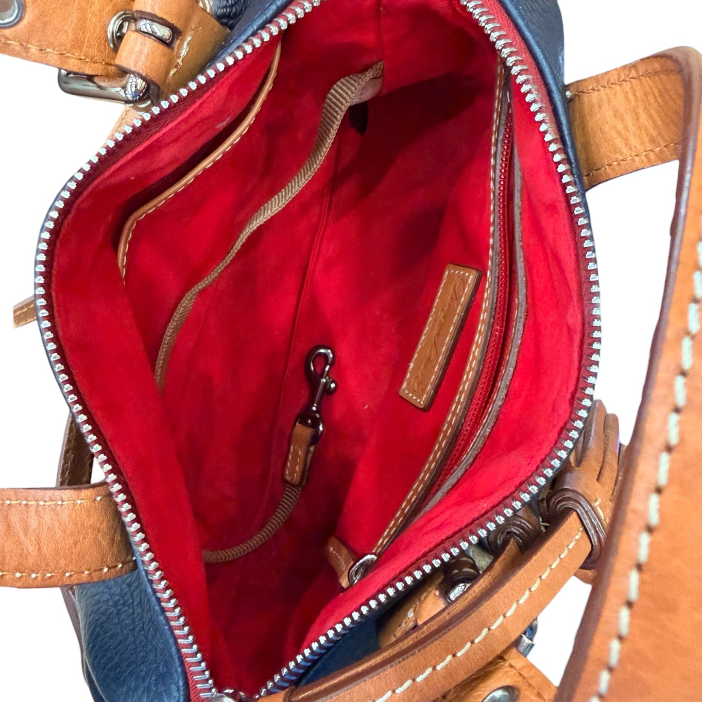 Crossbody Designer By Dooney And Bourke In Blue & Brown, Size:Small
