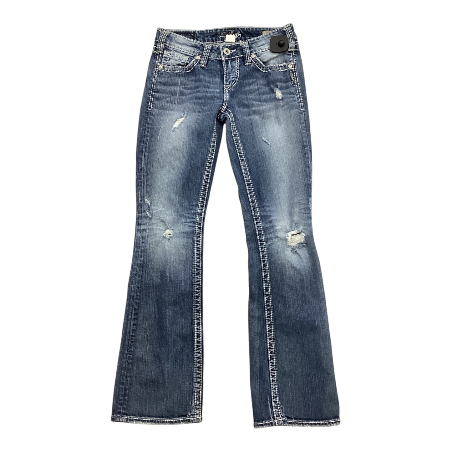 Jeans Boot Cut By Silver In Blue Denim, Size:4