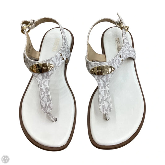 Sandals Flats By Michael By Michael Kors In Tan & White, Size: 7.5