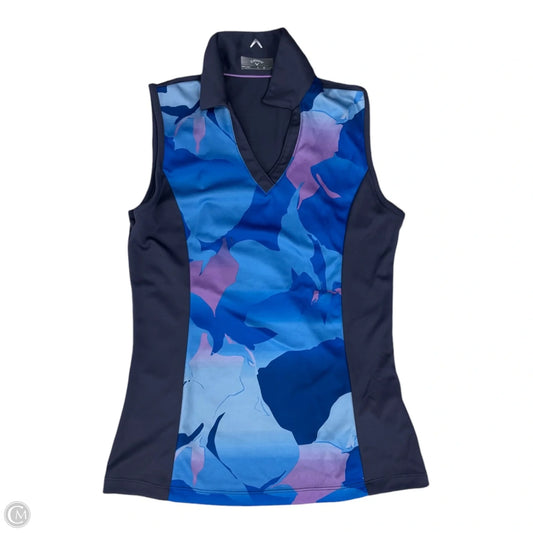 Athletic Tank Top By Callaway In Blue & Grey, Size: S