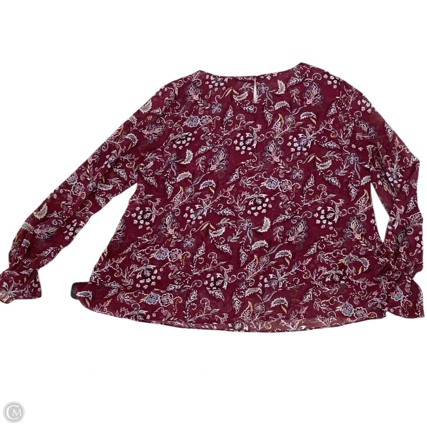 Blouse Long Sleeve By White House Black Market In Maroon, Size: Xl