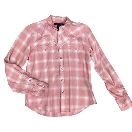 Top Long Sleeve Designer By Ralph Lauren In Pink, Size: L