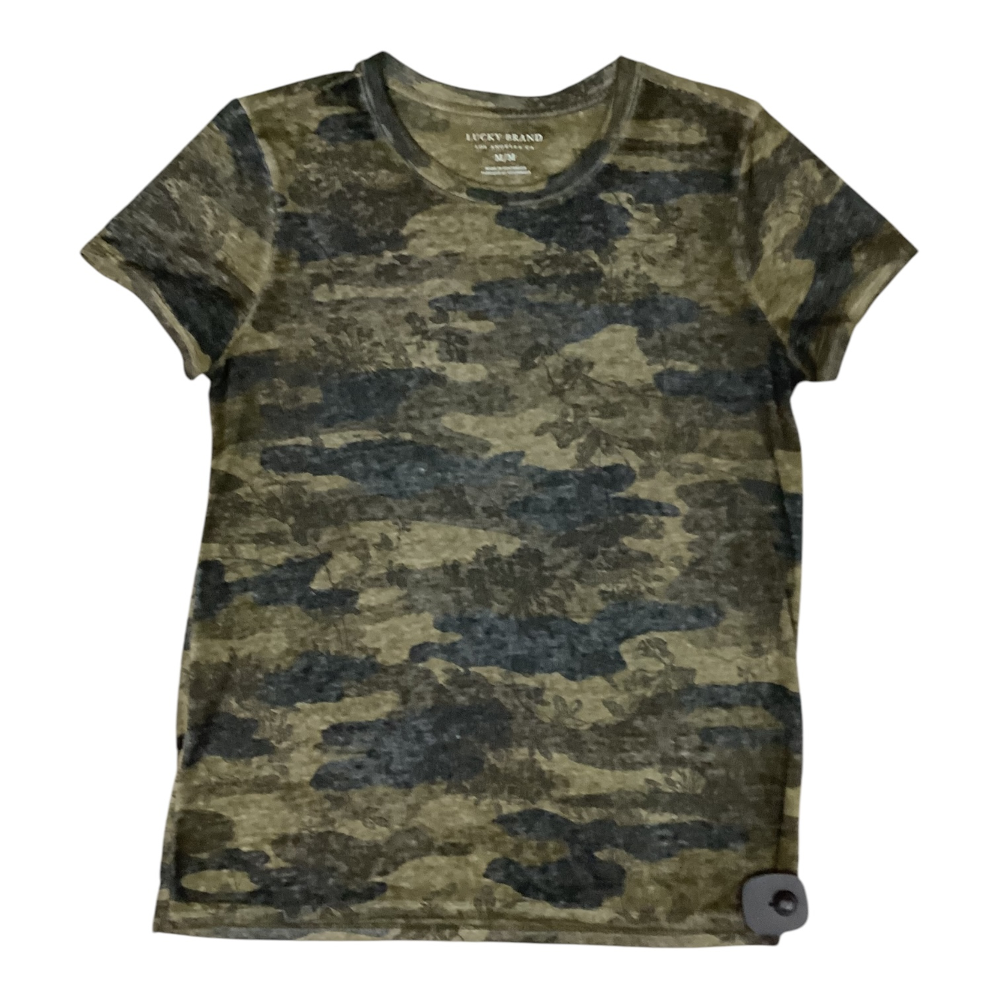 Top Short Sleeve Basic By Lucky Brand In Camouflage Print, Size: M