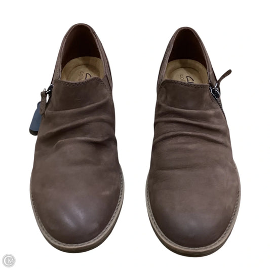 Boots Ankle Heels By Clarks In Brown, Size: 9.5