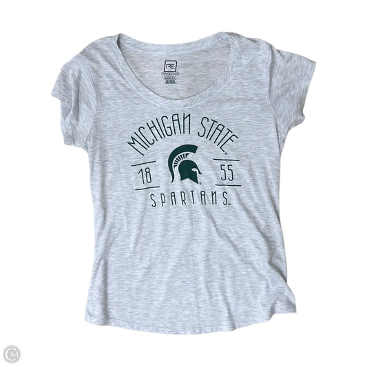 Top Short Sleeve Basic By Clothes Mentor In Green & Grey, Size: M