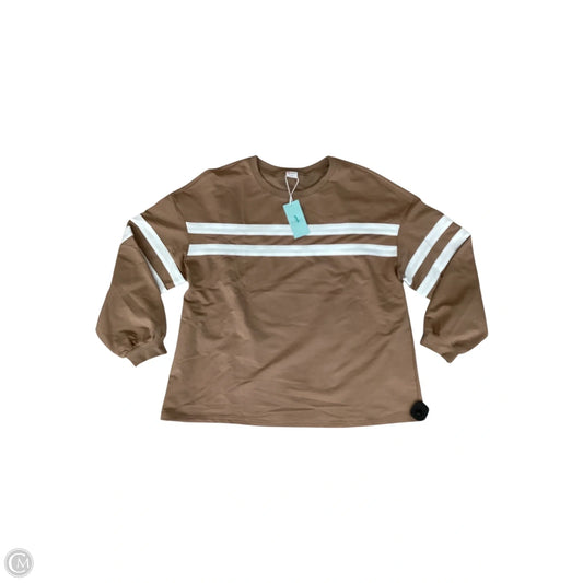 Top Long Sleeve By Clothes Mentor In Tan & White, Size: 2x