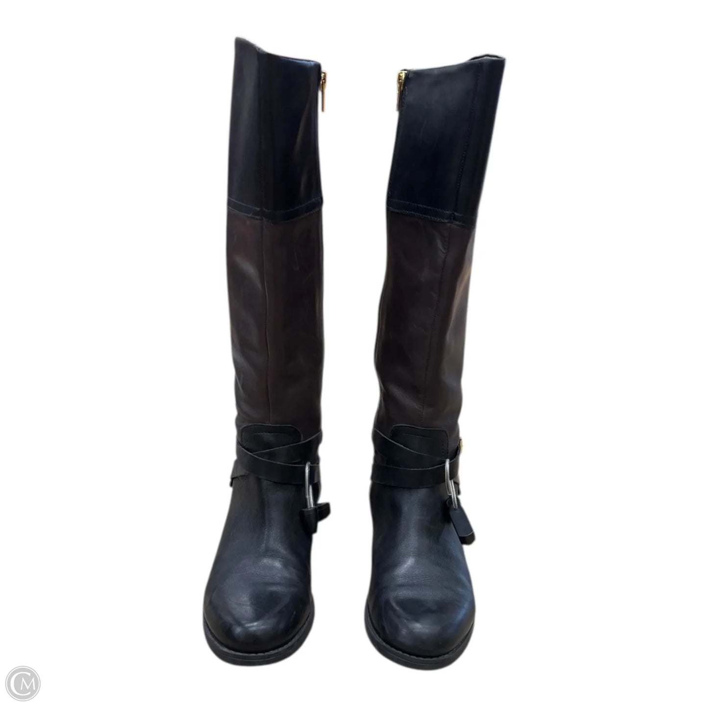 Boots Mid-calf Flats By Clothes Mentor In Black & Brown, Size: 6