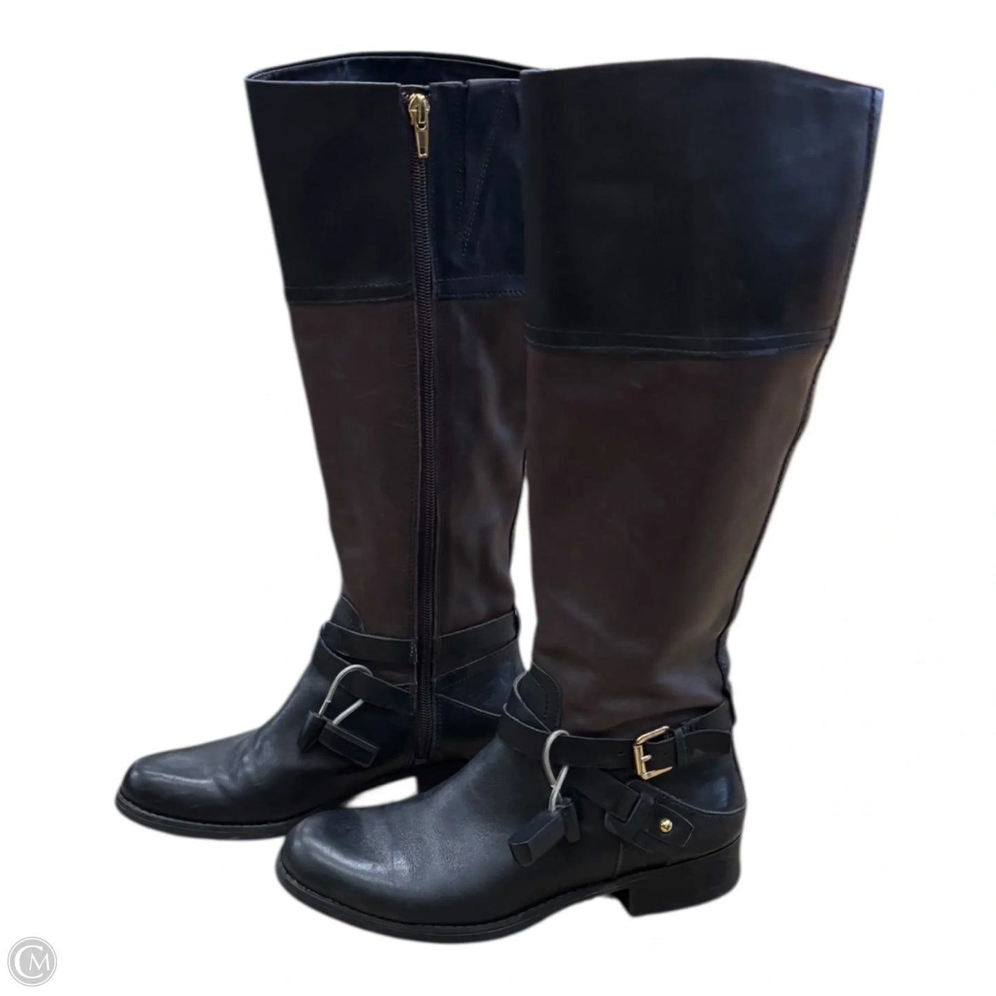 Boots Mid-calf Flats By Clothes Mentor In Black & Brown, Size: 6