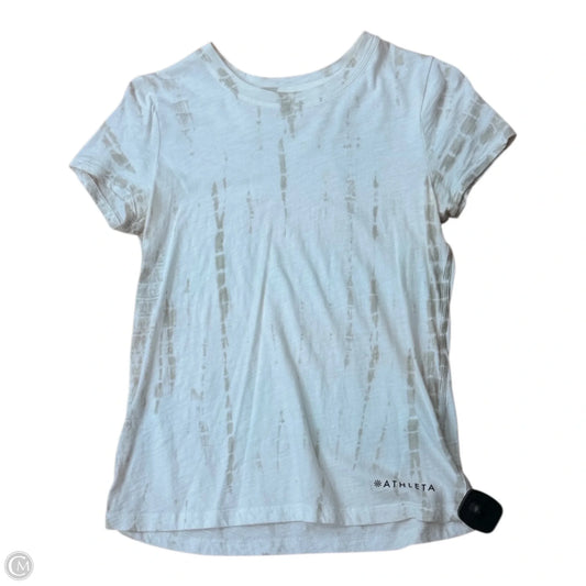 Athletic Top Short Sleeve By Athleta In Cream & Green, Size: Xs
